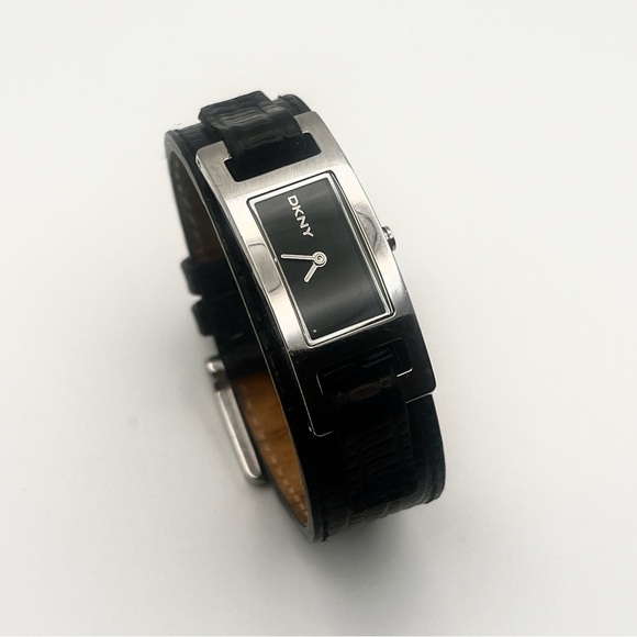 DKNY Black Leather Women Wrap Watch w New Battery - Picture 2 of 10